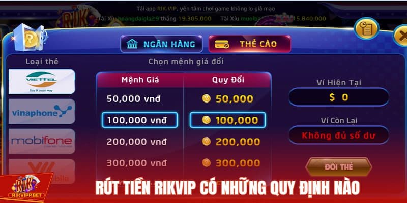 Hướng cách dẫn rút tiền tại Rikvip